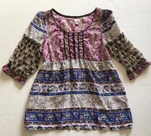 Edme & Esyllte Anthropologie Cotton Silk Boho Peasant Blouse 3/4 Sleeve Sz 6